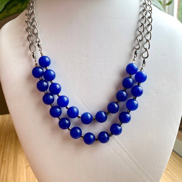 Blue jade & hematite necklace - Picture 3 of 5